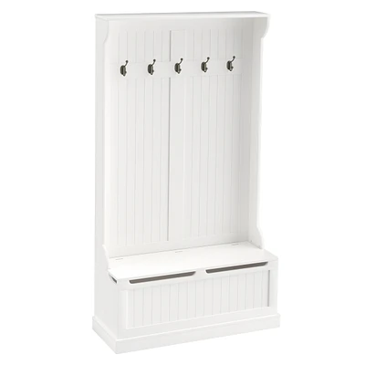 38" 3-in-1 Entryway Hall Tree with Bench, Hooks, and Shoe Rack