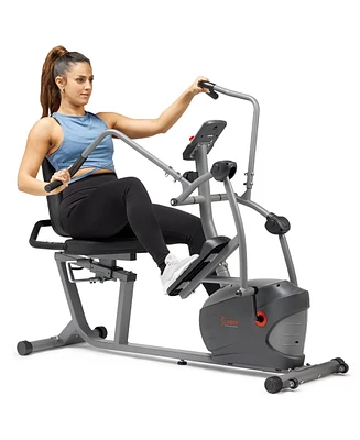 Sunny Health & Fitness Performance Recumbent Cross Trainer & Elliptical Bike with Dual Motion Arm Exercisers, SunnyFit App Enhanced Bluetooth Connecti