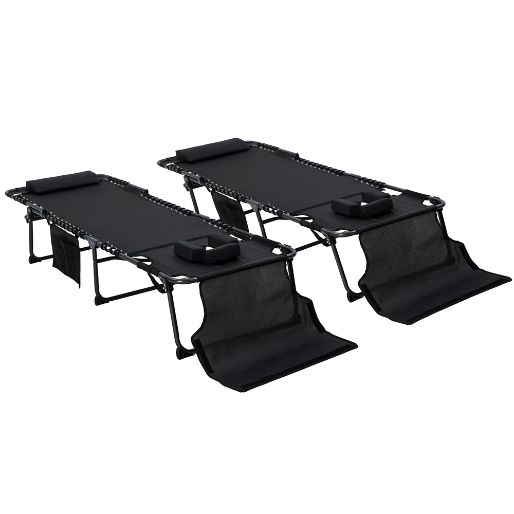 Folding Chaise Lounge with Adjustable Back, Reading Hole, Pocket & Headrest