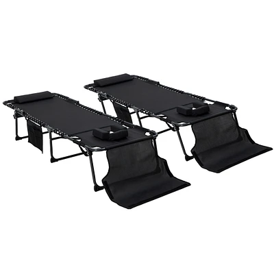 Folding Chaise Lounge with Adjustable Back, Reading Hole, Pocket & Headrest
