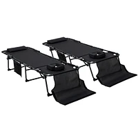 Folding Chaise Lounge with Adjustable Back, Reading Hole, Pocket & Headrest