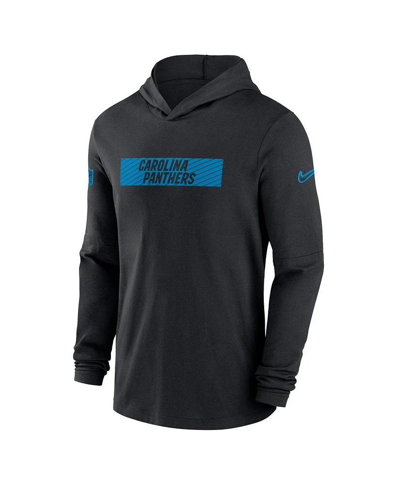 Nike Men's Black Carolina Panthers Sideline Hoodie Performance Long Sleeve T-Shirt