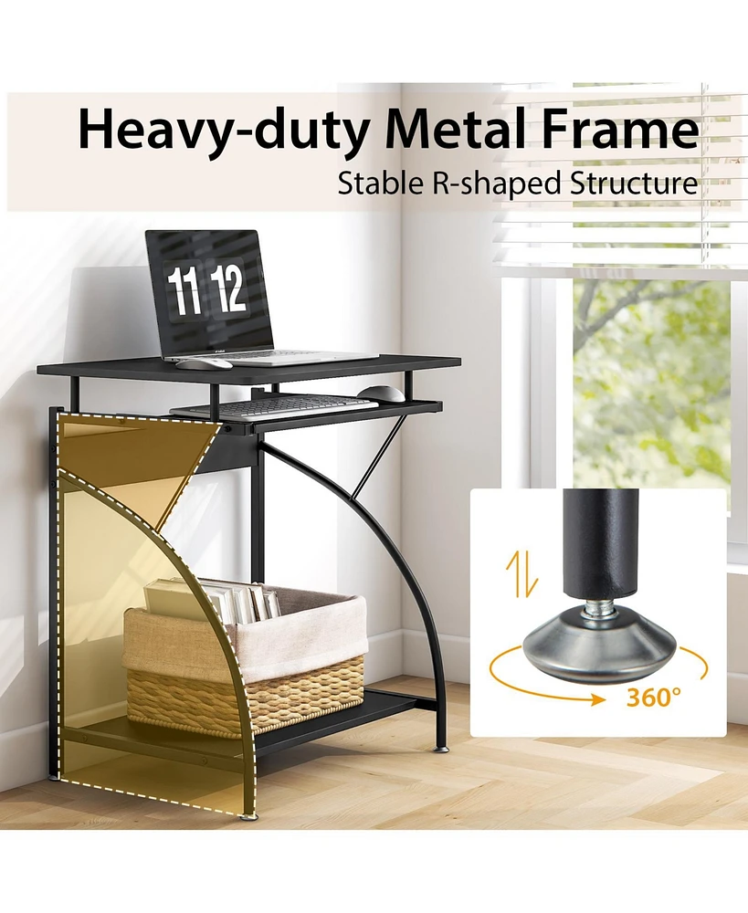 27.5 Inch Laptop Table Computer Desk for Small Spaces with Pull-out Keyboard Tray