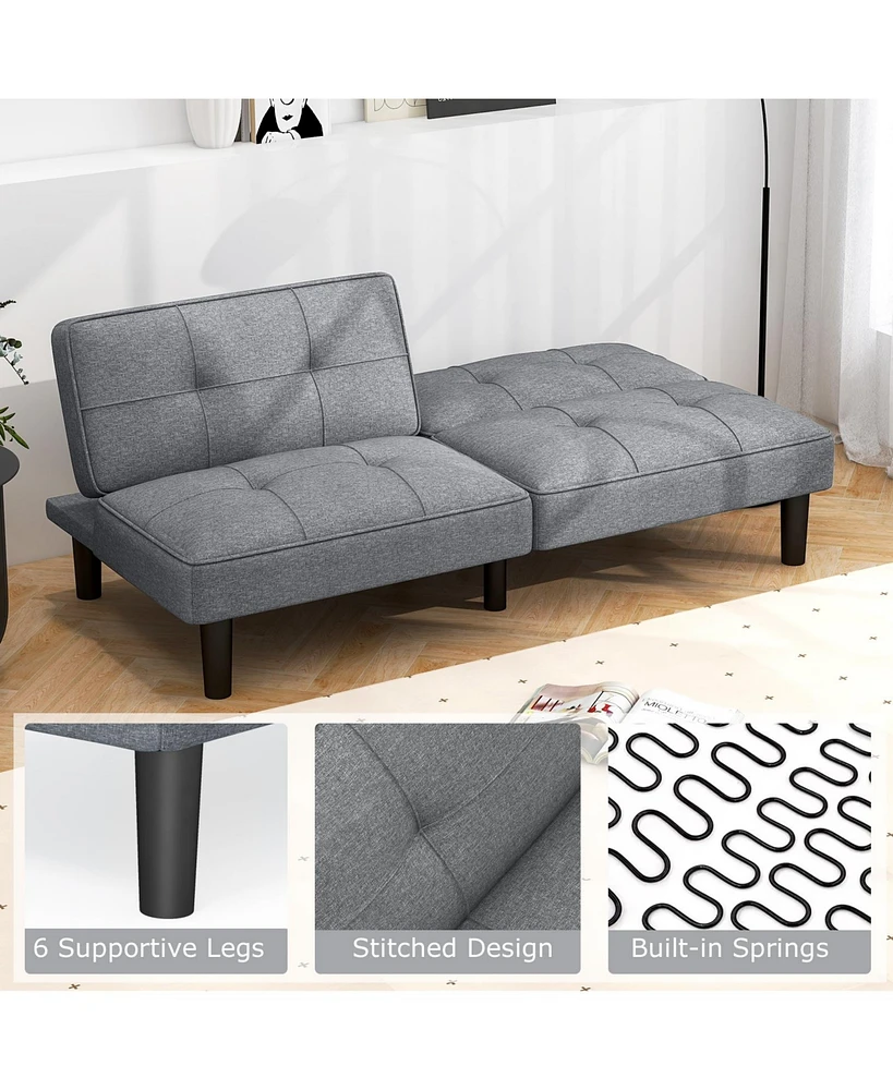 Sugift Convertible Folding Futon Sofa Bed with 6-Position Adjustable Backrest