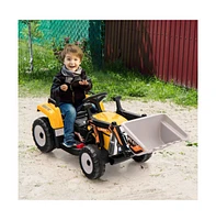 12V Battery Powered Kids Ride on Excavator with Adjustable Arm and Bucket-Yellow