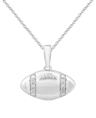 Diamond Football 18" Pendant Necklace (1/10 ct. t.w.) in Sterling Silver