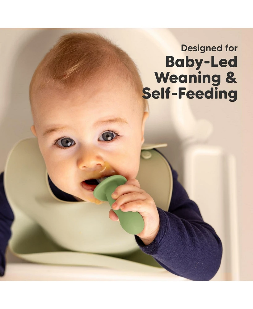 KeaBabies 4-Pack Prep Baby Spoons & Forks Set, Self Feeding Utensils 6-18 Months, Silicone Blw Bpa-Free