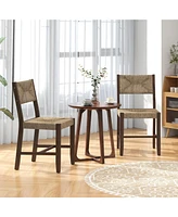 Wooden Dining Chair Set of 2 for Kitchen Dining Room-Brown