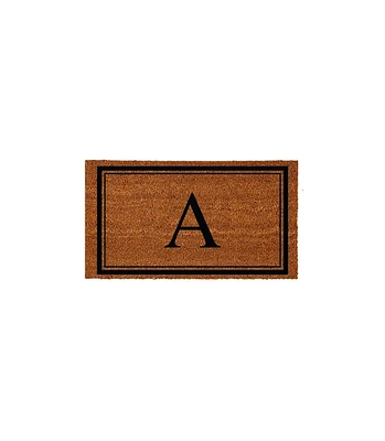 Evergreen Monogram Indoor Outdoor 100% Natural Coir Doormat 28" x 16" | Letter "A"