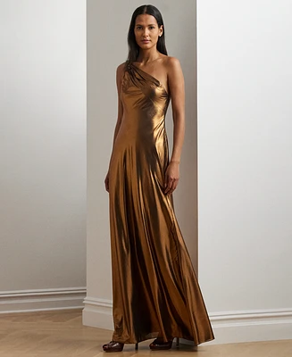 Lauren Ralph Lauren Women's One-Shoulder Metallic Chiffon Gown