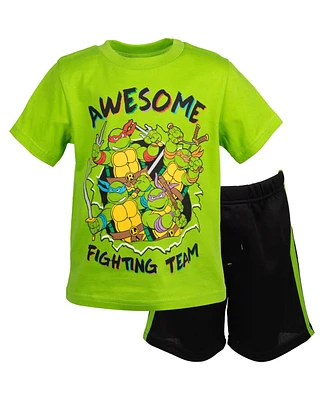 Teenage Mutant Ninja Turtles Leonardo Michelangelo Raphael T-Shirt and Mesh Shorts Outfit Set Toddler to Big Kid