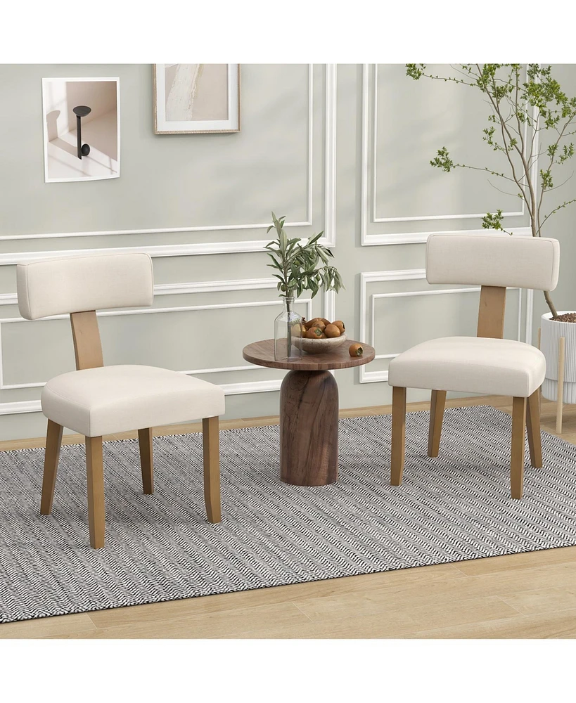 Dining Chairs Set of 2 with Curved Backrest Padded Seat
