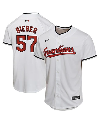 Nike Big Boys and Girls Shane Bieber White Cleveland Guardians Home Game Player Jersey