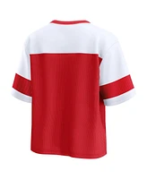 Fanatics Women's Red/White Kansas City Chiefs Homeschool Jersey Poly V-Neck Fashion Top
