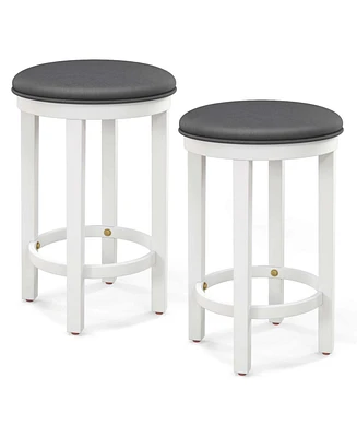 Bar Stools Set of 2 Counter Height with Round Seat & Footrest for Kitchen