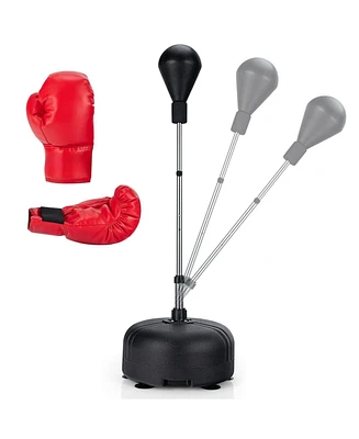 Adjustable Freestanding Punching Bag with Boxing Gloves