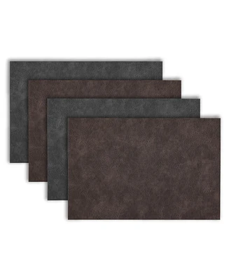 Dainty Home Florence Ivory and Taupe Reversible Leather Wipe Clean Placemat 12" x 18" Rectangular Placemats Set of 4