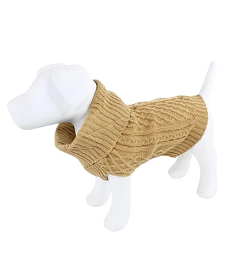 Luvable Friends Dogs and Cats Cableknit Pet Sweater, Camel