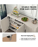 3-Door Buffet Sideboard Storage Credenza Cabinet Console Adjustable Shelf
