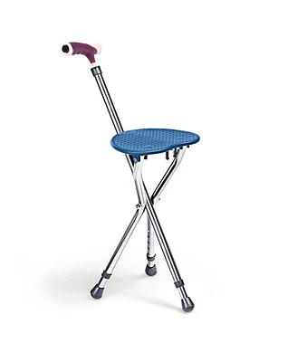 Lightweight Adjustable Folding Cane Seat with Light-Blue