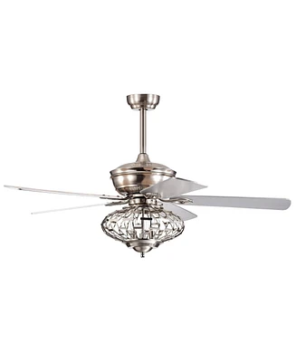 52 Inches Ceiling Fan with Wooden Blades and Remote Control-Silver
