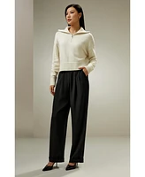 Relaxed Fit Wool-Cashmere Blend Sweater for Women