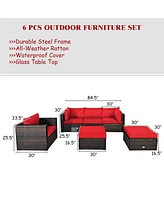 5PCS Outdoor Patio Rattan Furniture Set Sectional Conversation