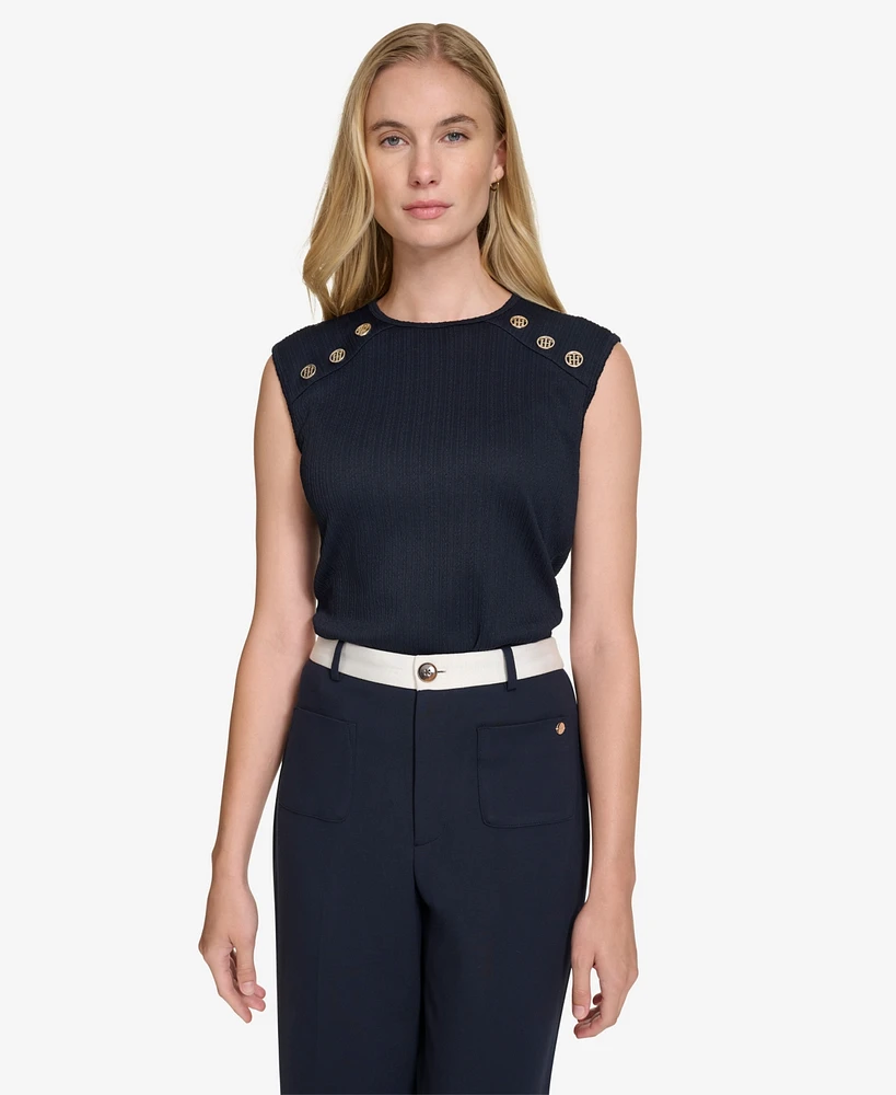 Tommy Hilfiger Women's Button-Trim Sleeveless Top