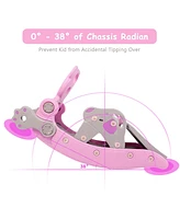 Baby Rocking Horse Slide Set 4-in-1 Kids Swing Toys w/Basketball Hoop Ferrule