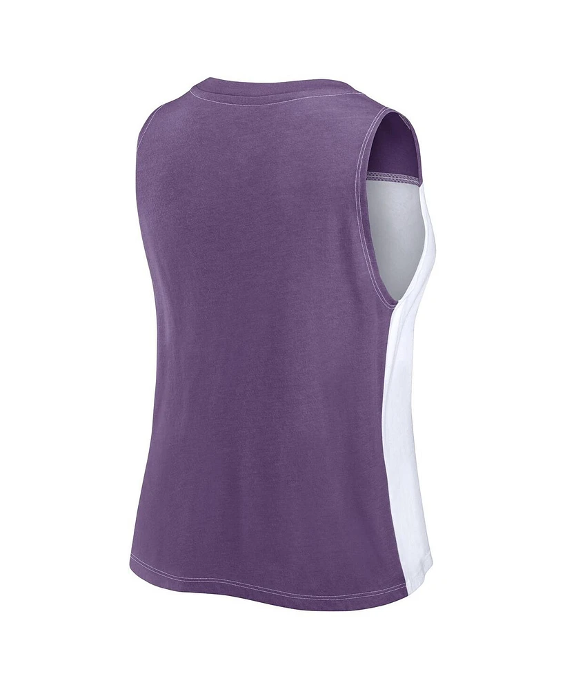Fanatics Women's Purple/White Baltimore Ravens Script Color Block Tank Top