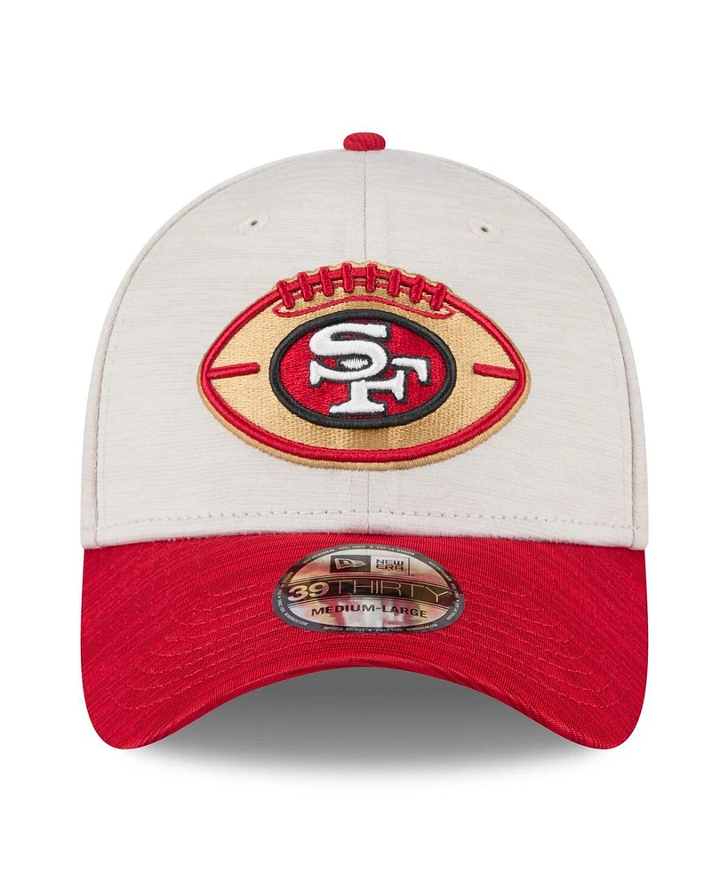 New Era Men's Stone/Scarlet San Francisco 49ers 2024 Sideline Historic 39THIRTY Flex Hat