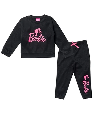 Barbie Little Girls French Terry Sweatshirt and Jogger Pants Set