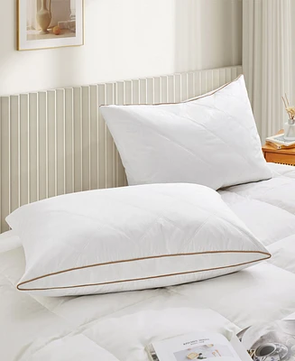 Unikome 100% Cotton Medium Support Feather Down 2-Pack Pillows