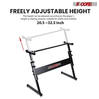 5 Core Keyboard Stand Adjustable z Style Piano Riser + Keyboard Piano Bench - Black