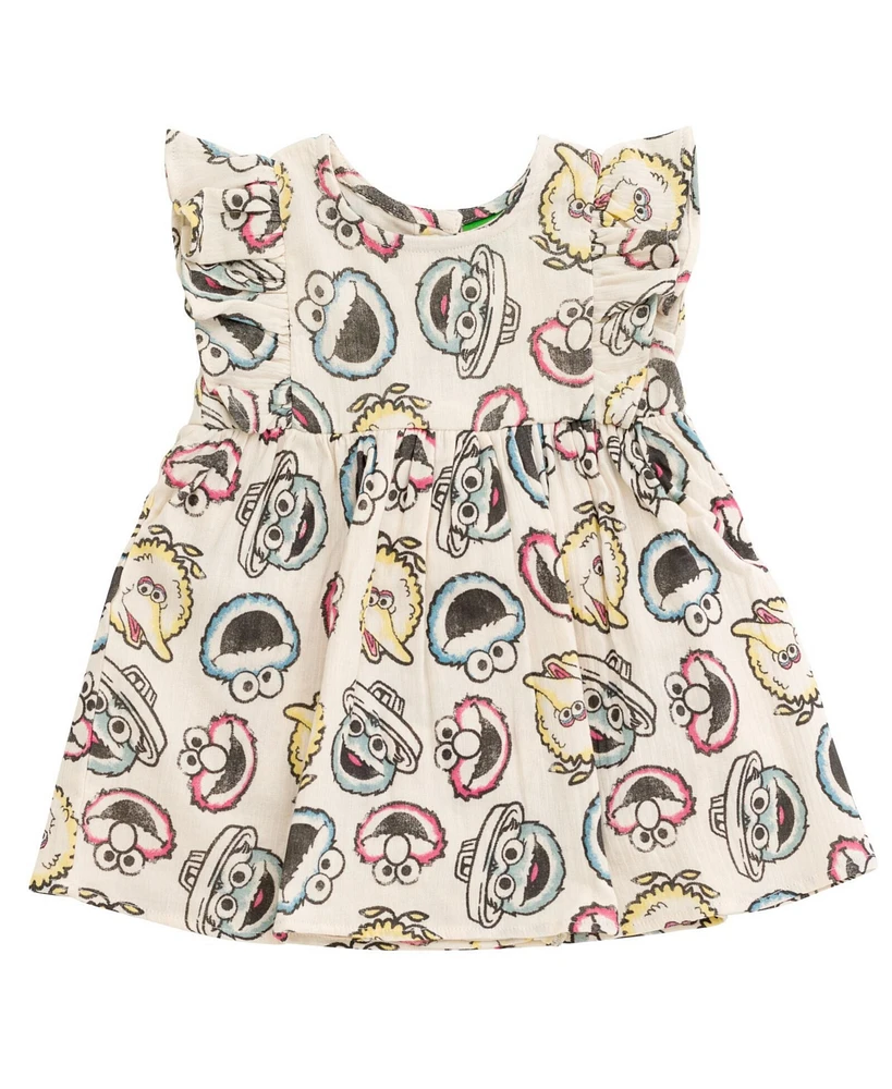 Sesame Street Baby Girls Cotton Gauze Matching Family Short Overalls