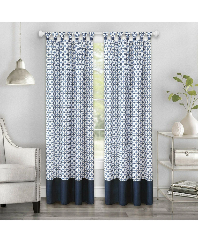 Kate Aurora 2 Pack: Modern Chic Geometric Tab Top Window Curtain Panels