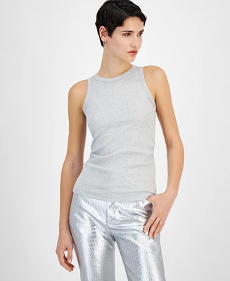 Boss Orange Women's Metallic Ribbed Round-Neck Tank Top