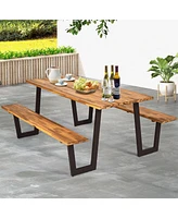 Givimo Patented 70 Inch Dining Table Set with Seats and Umbrella Hole