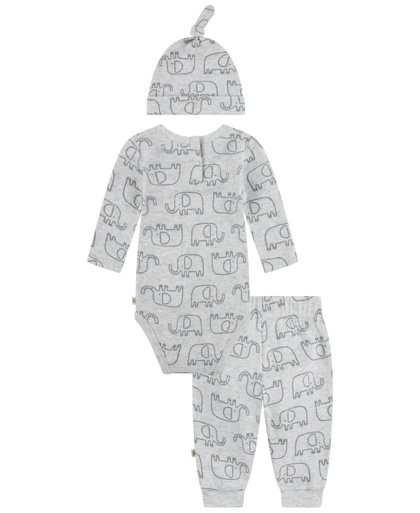 Huggies Baby Boys Long Sleeve Bodysuit, Pants and Hat 3-Piece Set