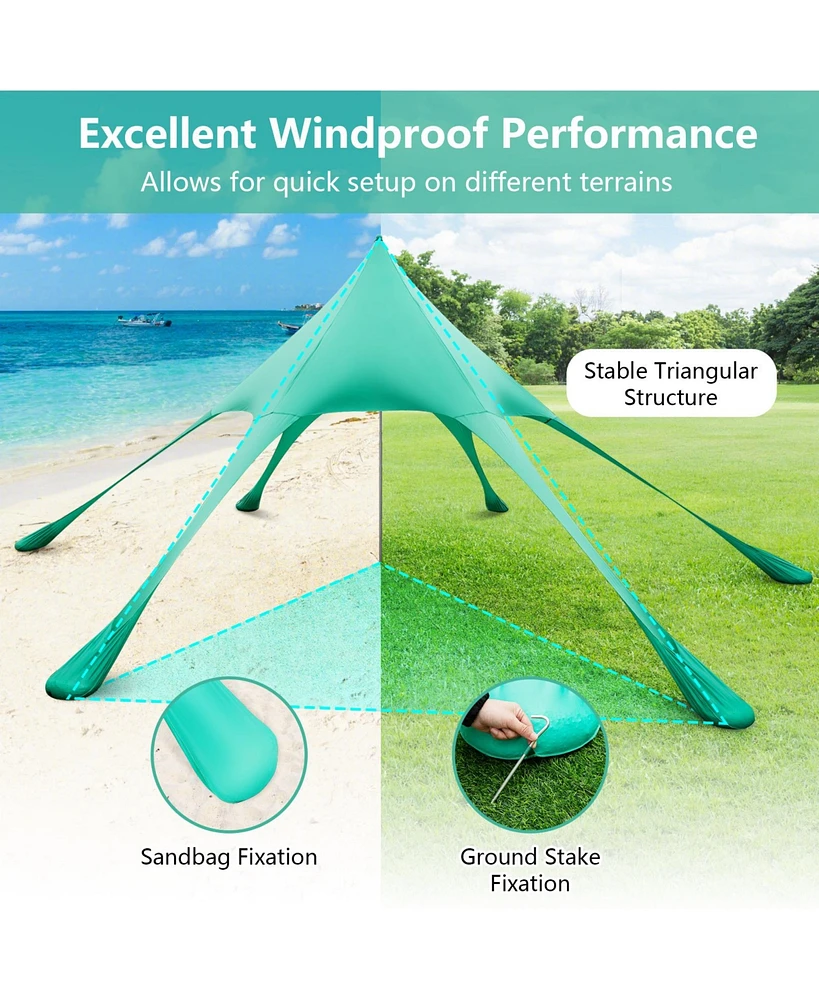 Sugift 20 x 20 Feet Beach Canopy Tent with UPF50+ Sun Protection and Shovel