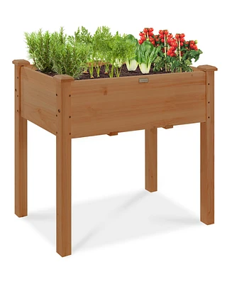 Best Choice Products 34x18x30in Raised Garden Bed, Elevated Wood Planter Box for Kids, Patio w/ Bed Liner