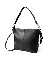 Ladies Large Leather Multi Zip Pocket Hobo Shoulder Bag