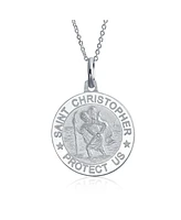 Bling Jewelry Religious Medal Medallion Patron of Safe Travel - Saint Christopher Pendant Necklace and in .925 Sterling Silver
