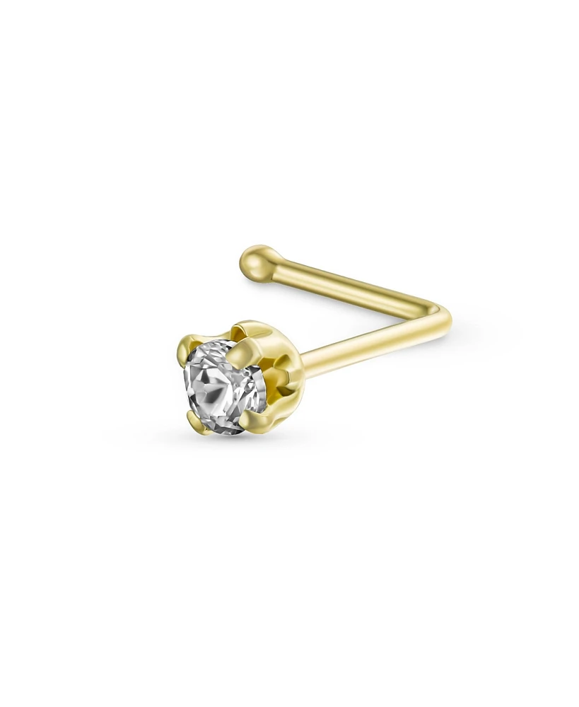 Bling Jewelry Mini Genuine10K Solid Yellow Gold Septum L Shape Nose Stud Piercing Jewelry Tragus Earlobe Cartilage Helix 9MM