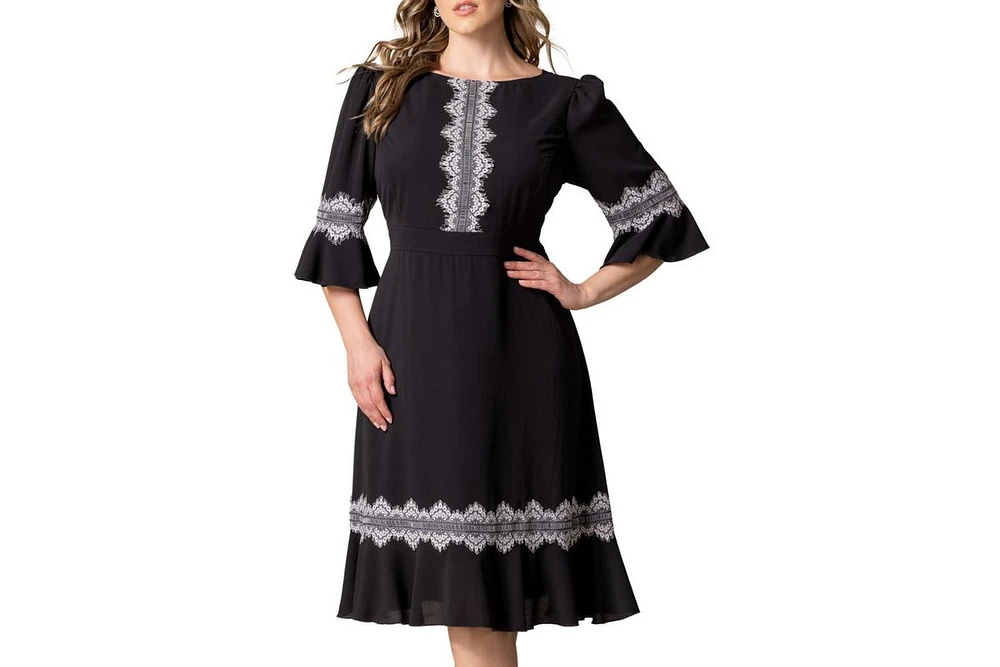 Kiyonna Plus Villa Lace Trim Cocktail Dress