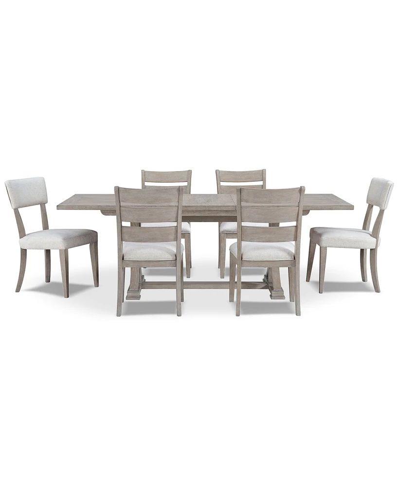 Sadie 7-Pc. Rectangular Dining Set (Table & 4 Ladder Back Chairs & 2 Upholstered Side Chairs), Created for Macy's