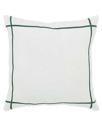 Ihi Home Solid Linen Pillow with Multicolor Strips, 20"Sq