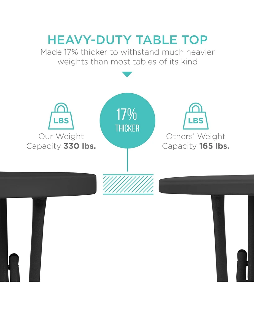 Best Choice Products 32in Bar Height Folding Table, Indoor Outdoor Accessory w/ Thick Table Top, 330lb Capacity