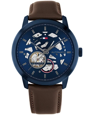 Tommy Hilfiger Men's Automatic Brown Leather Strap Watch 43mm