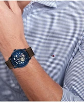 Tommy Hilfiger Men's Automatic Brown Leather Strap Watch 43mm